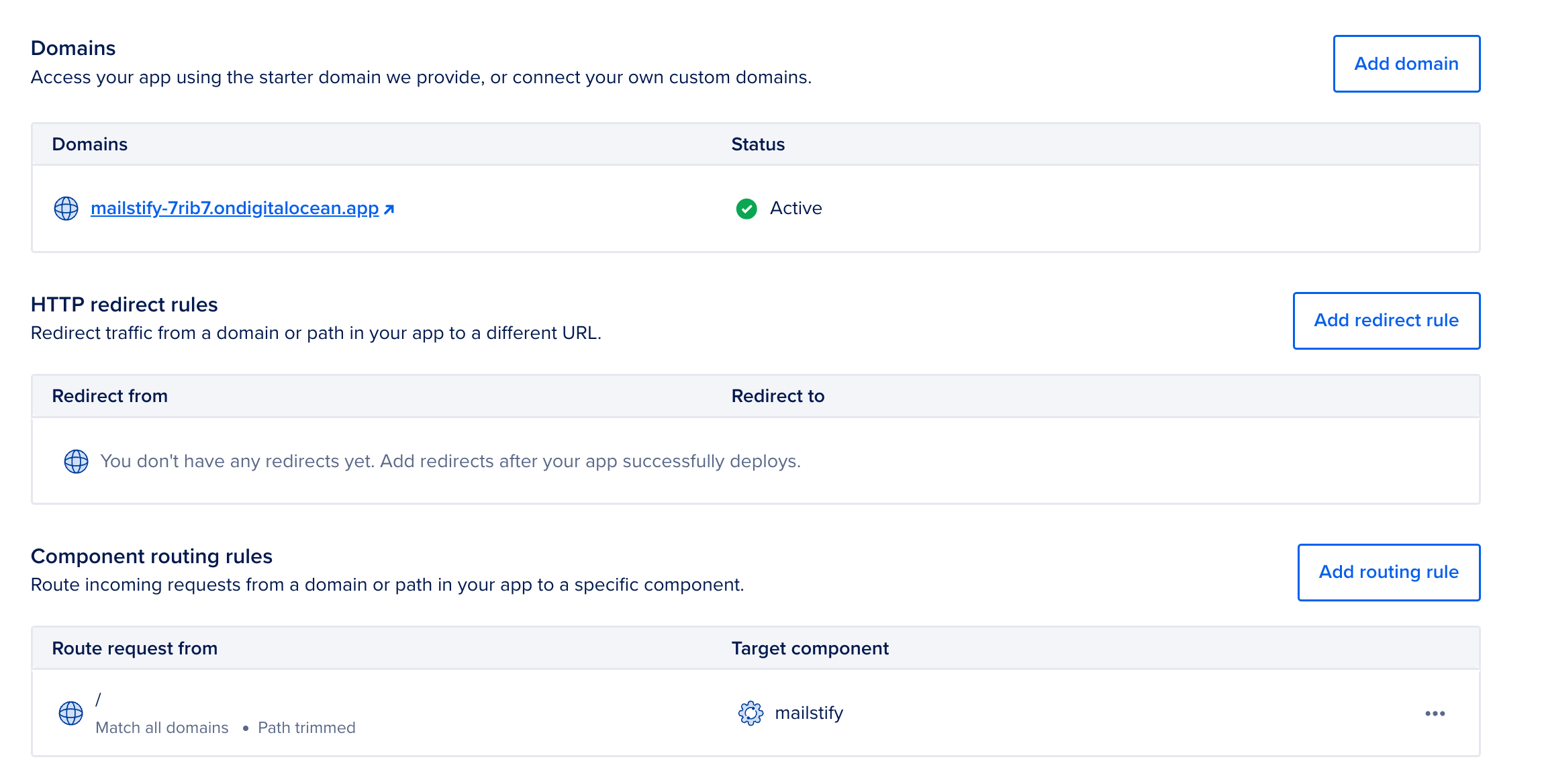 Configuring a custom domain and DNS record in DigitalOcean App Platform